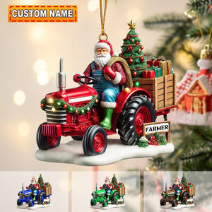 Personalized Farmer Santa on Tractor Ornament-2024 New Release