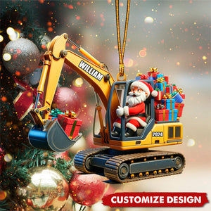 Personalized Santa on The Excavator Christmas Ornament, 2024 New Release Gifts For Kids