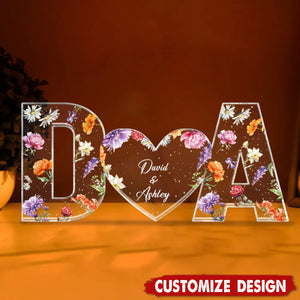 Couple Initials Floral Theme Valentine's Day Gift Anniversary Gift Personalized Acrylic Plaque