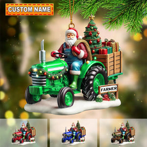 Personalized Farmer Santa on Tractor Ornament-2024 New Release