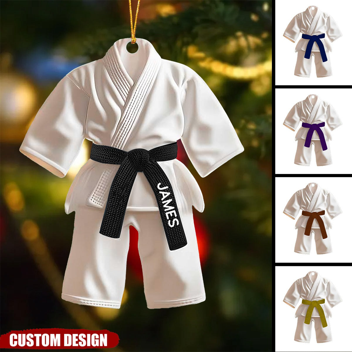 Personalized Black Belt Christmas Ornament -  Taekwondo,Karate Gift