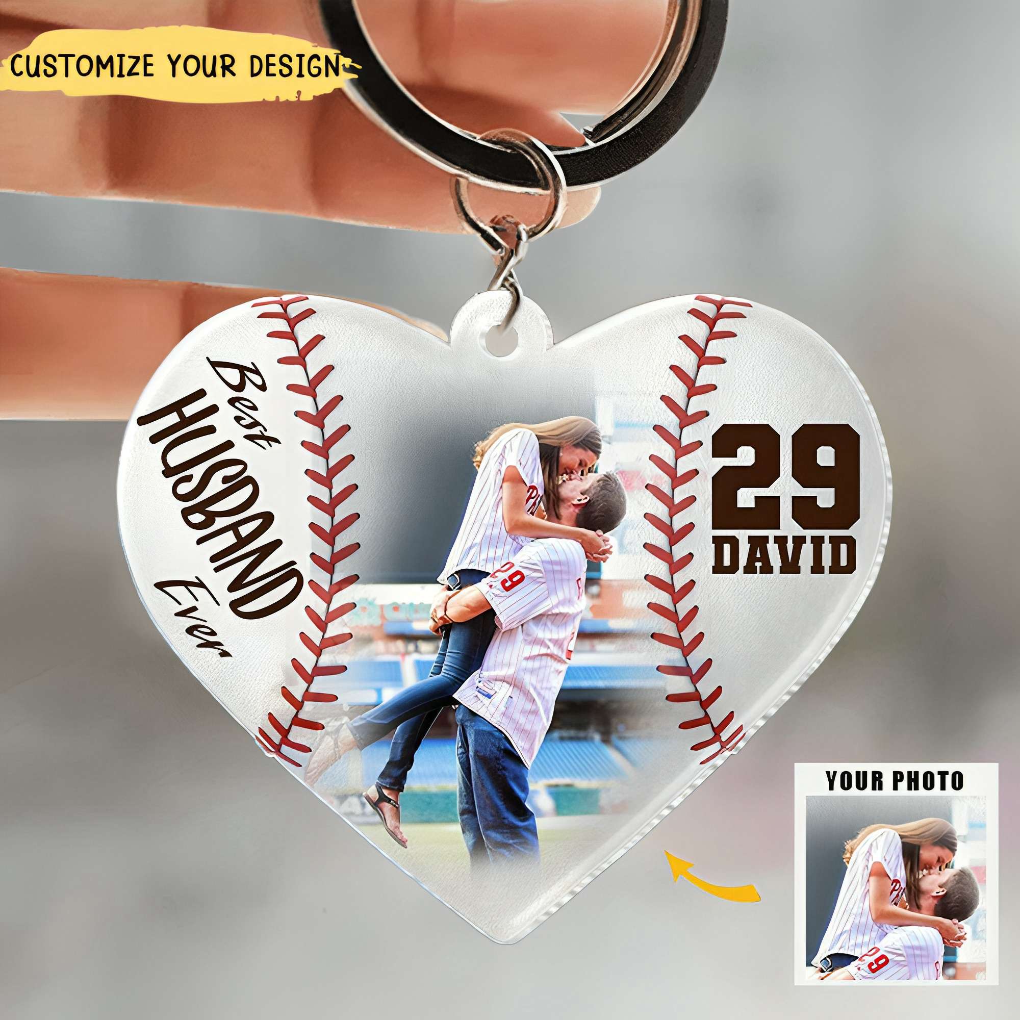 Personalized Gift For Baseball Couple Keychain Best Husband Ever