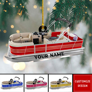 Personalized Pontoon Boat Acrylic Christmas Ornament - 2024 New Release