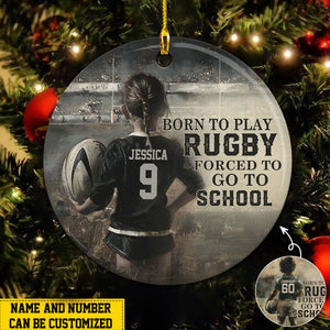 Born To Play Rugby Personalized Rugby Boy/Girl Christmas Ceramic Ornament-Gift For Rugby Lovers