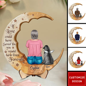 I'll Hold You In My Heart - Personalized Dog Cat Moon Wooden Plaque - Gift Idea Dog Lovers