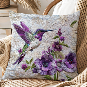 Purple Hummingbird Pillow - Gift For Bird Lovers