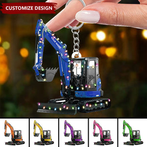 Personalized Excavator Heavy Equipment Keychain-Gift For Excavator Car Lovers