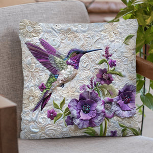 Purple Hummingbird Pillow - Gift For Bird Lovers