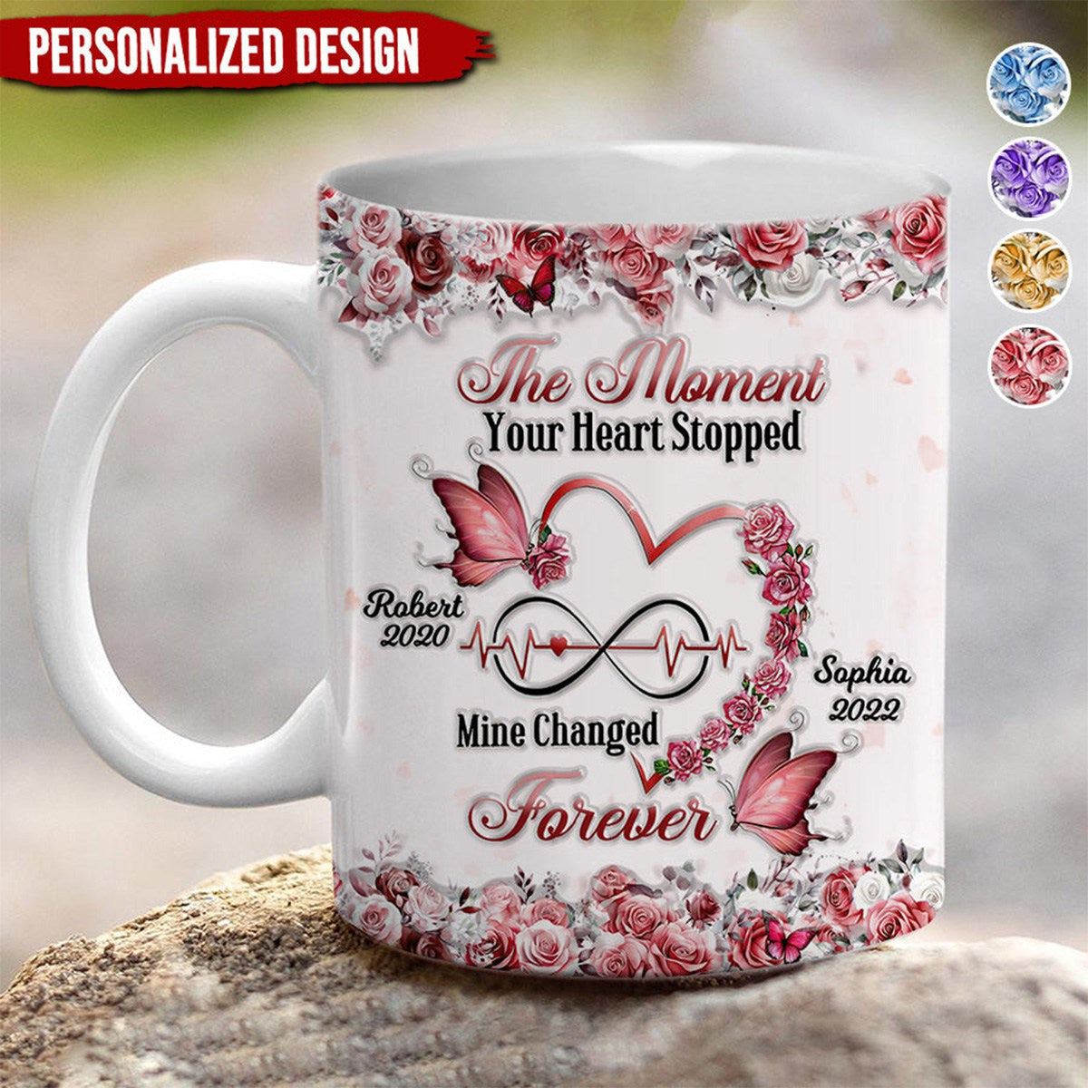 Memorial Floral Butterfly Heart Infinity - Personalized 3D Inflated Effect Mug