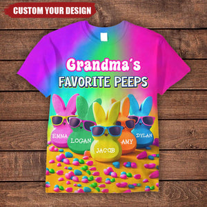 Grandma's Favorite Rabbit Rainbow Color Personalized 3D T-shirt