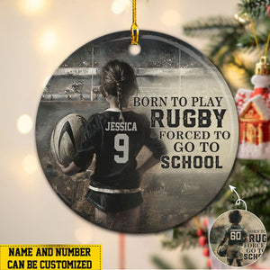 Born To Play Rugby Personalized Rugby Boy/Girl Christmas Ceramic Ornament-Gift For Rugby Lovers