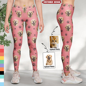 Custom Pet Face Dog Cat Paw - Personalized Photo Legging