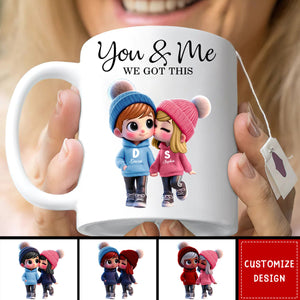 Cute Cartoon Couple Walking Personalized Mug-Gift For Couple