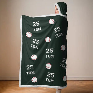 Gift For Football,Soccer,Hockey,Softball,Baseball,Volleyball Lover - Personalized Sport Wearable Hooded Blanket