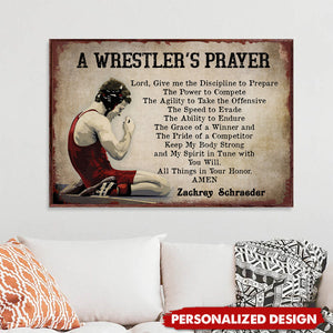 A Wrester's Prayer-Personalized Wrestling Poster-Gift For Husband,Boyfriend,Son