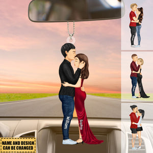 Personalized Hugging Couple Car Ornament - Gift For Couple - V2