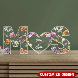 Couple Initials Floral Theme Valentine's Day Gift Anniversary Gift Personalized Acrylic Plaque