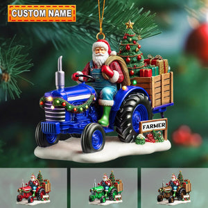 Personalized Farmer Santa on Tractor Ornament-2024 New Release