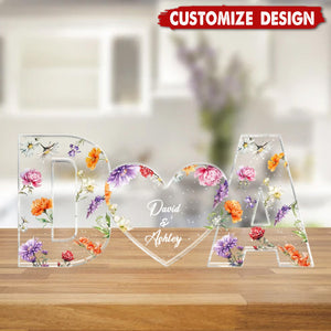 Couple Initials Floral Theme Valentine's Day Gift Anniversary Gift Personalized Acrylic Plaque