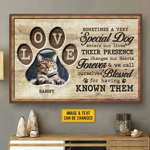 Custom Photo Walk Beside Us Every Day - Dog & Cat Personalized Custom Horizontal Home Decor Poster - House Warming Gift For Pet Owners, Pet Lovers