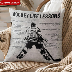 Hockey Life Lessons Personalized Pillow - Gift For Hockey Lovers