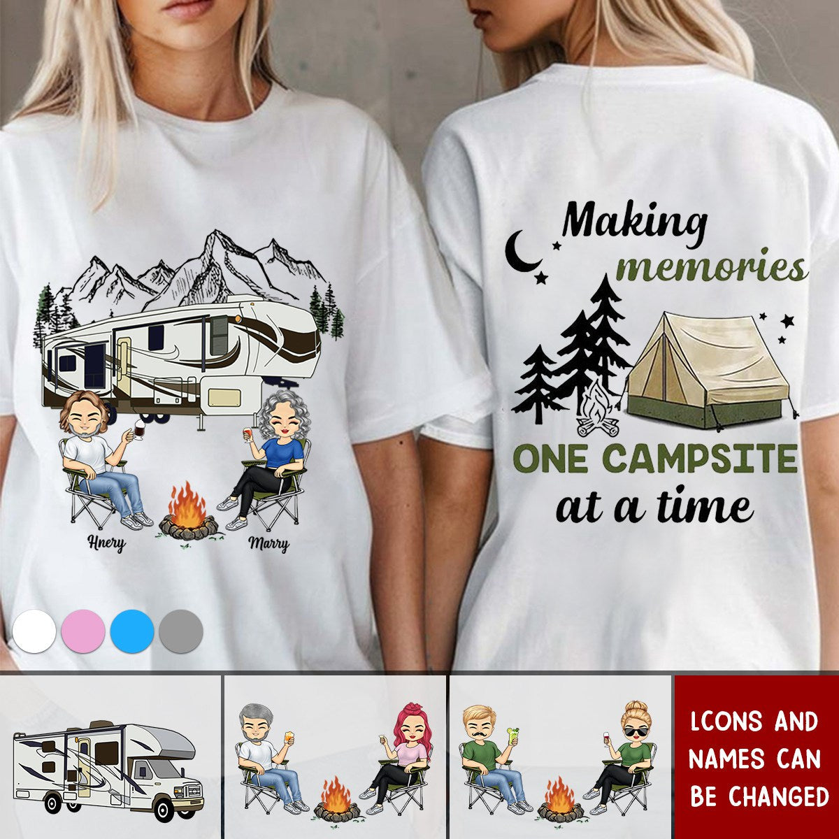 For Couple Making Memories One Campsite At A Time Double-sided Printing Shirt