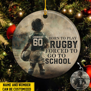 Born To Play Rugby Personalized Rugby Boy/Girl Christmas Ceramic Ornament-Gift For Rugby Lovers