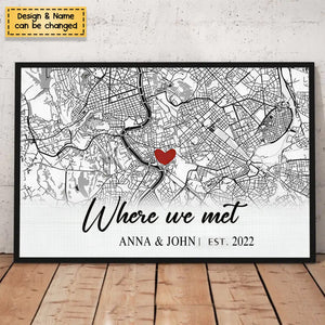 Where We Said I Do - Personalized Map Horizontal Poster- Gift For Couple