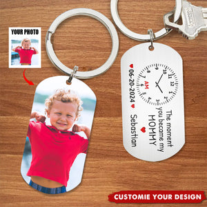 Custom Photo The Moment You Became My Mommy - Personalized Stainless Steel Keychain