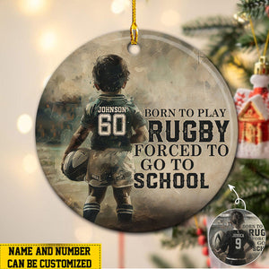 Born To Play Rugby Personalized Rugby Boy/Girl Christmas Ceramic Ornament-Gift For Rugby Lovers