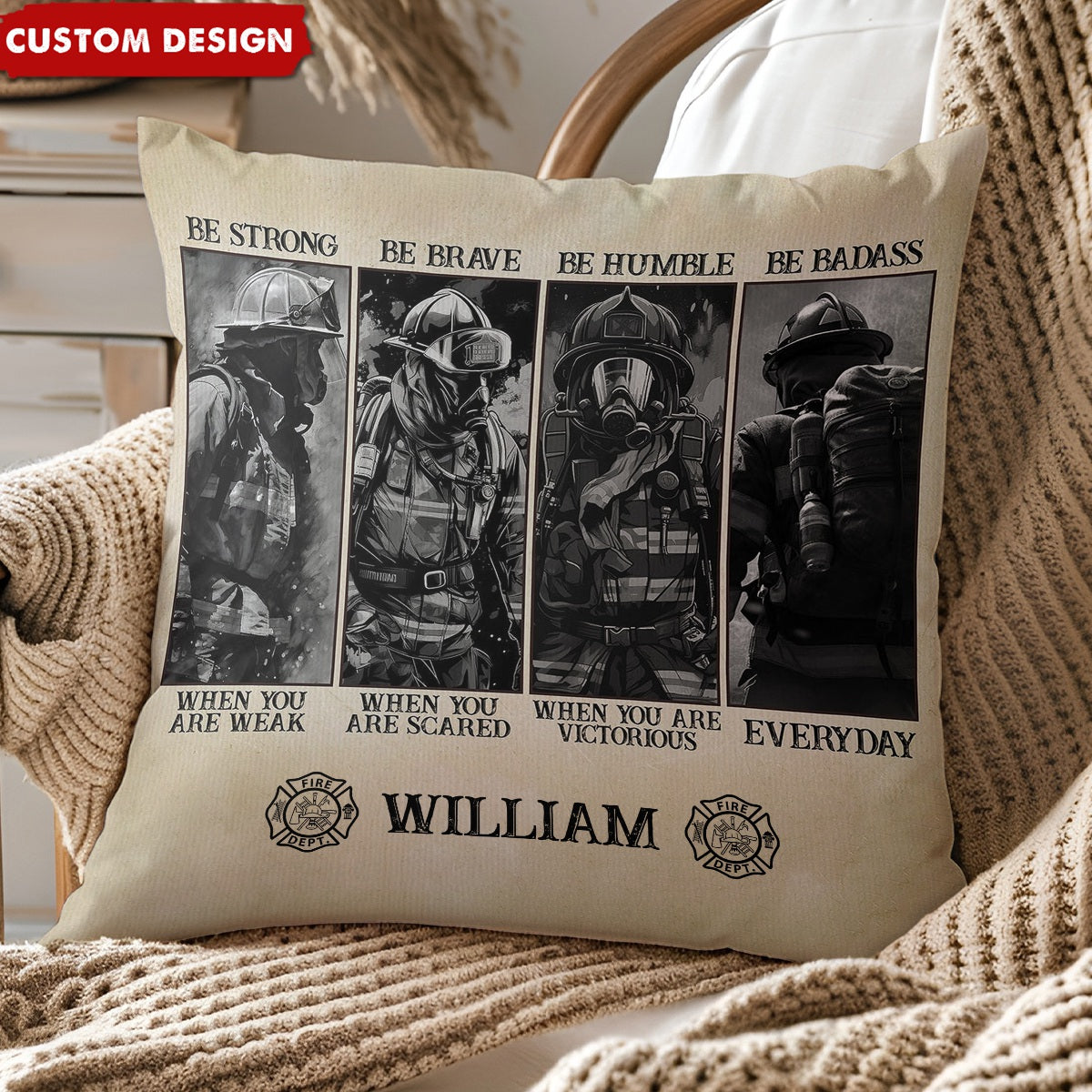 Be Strong Be Brave Be Humble - Personalized Firefighter Pillow - Gift For Firefighter