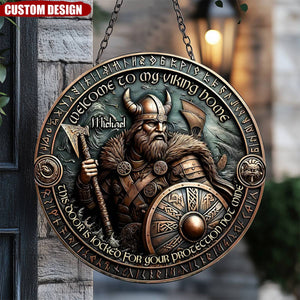 This Door Is Locked For Your Protection Not Mine - Personalized Viking Round Metal Sign