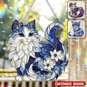 Personalized Cat Window Hanging Suncatcher Ornament - Gift For Cat Lovers