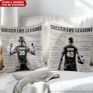 Personalized Soccer Life Lessons Pillow-Gift For Soccer Lovers