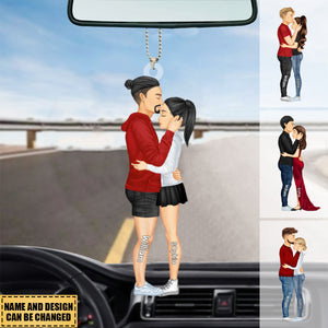 Personalized Hugging Couple Car Ornament - Gift For Couple - V2