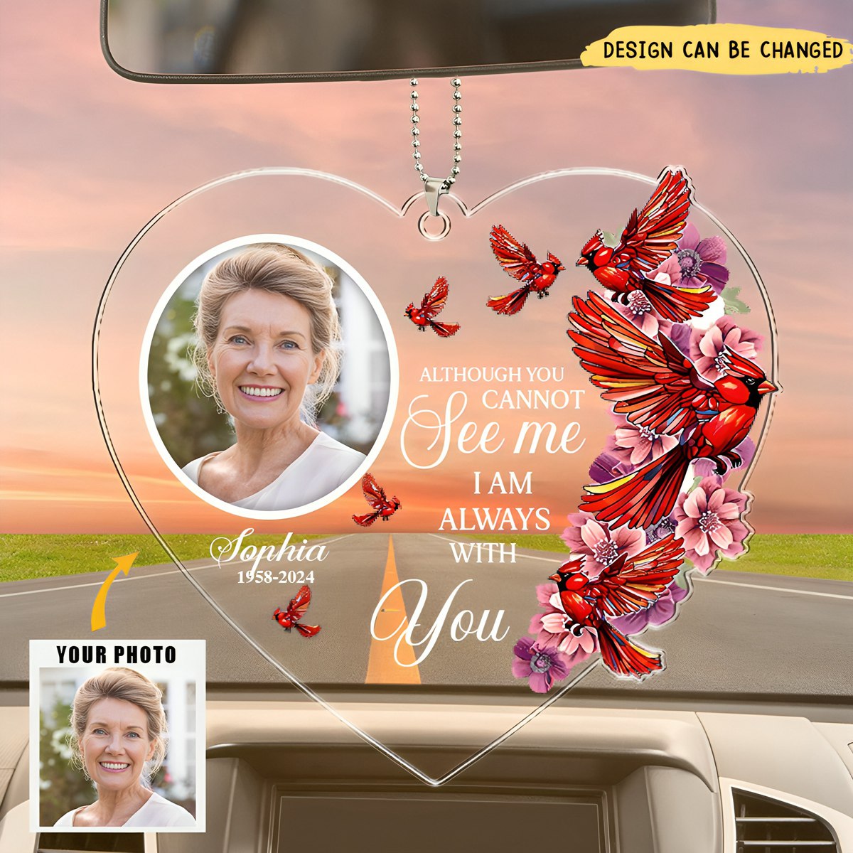 Your Wings Were Ready - Personalized Photo Car Ornament