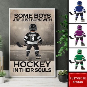 Some Boys Are Just Born With Hockey - Personalized Hockey Kid Poster - Gift For Hockey Lovers