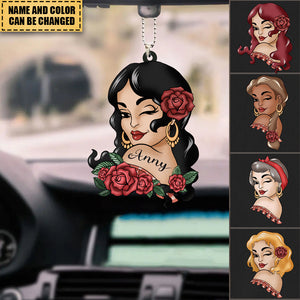 Personalized Vintage Girl Acrylic Car Hanging Ornament