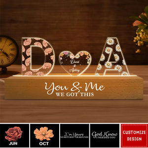 Couple Initials Birth Month Flower Anniversary Gift Personalized Acrylic Block LED Night Light