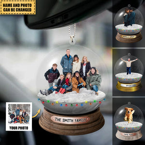 Personalized Family, Friends In Christmas Snowball Acrylic Ornament-Upload Photo