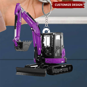 Personalized Excavator Heavy Equipment Keychain-Gift For Excavator Car Lovers