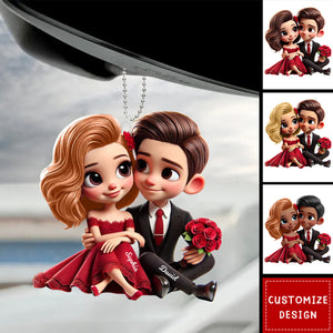 Romantic Elegant Valentine Couple Personalized Car Ornament-Gift For Couple