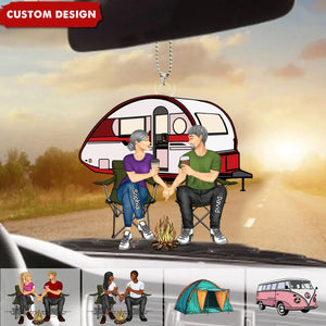 Camping Couple Making Memories One Campsite At A Time Personalized Car Ornament-Gift For Couple