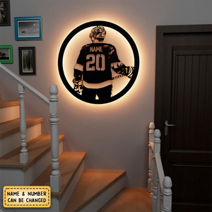 Hockey Player Name Metal Sign-Personalized Night Light-Gift For Hockey Lover