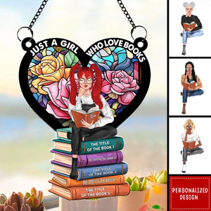 Girl Reading Book-Personalized Suncatcher Ornament-Gifts For Book Lover Girl