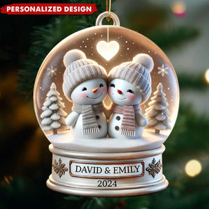 Snow Globe Snowman Couple-Personalized Ornament-Gift For Married Engaged Couples-2024 New Release