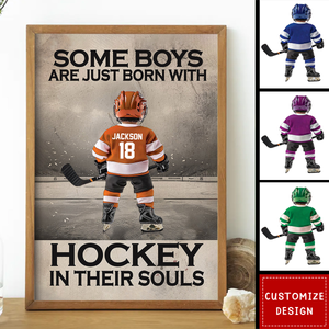 Some Boys Are Just Born With Hockey - Personalized Hockey Kid Poster - Gift For Hockey Lovers