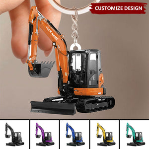 Personalized Excavator Heavy Equipment Keychain-Gift For Excavator Car Lovers