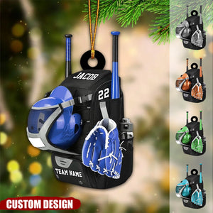 Personalized Baseball Bag with Helmet & Gloves Christmas Ornament, Gift For Baseball Lovers - 2024 New Release