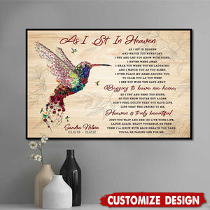 As I Sit In Heaven-Personalized Memorial Hummingbird Poster